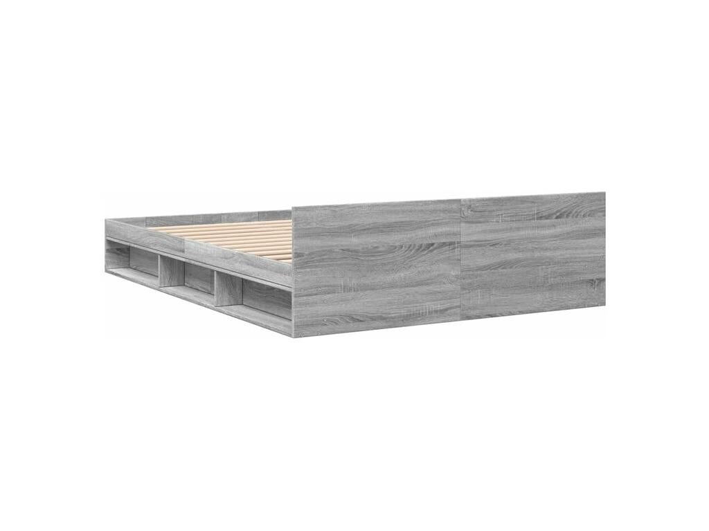 Cadre de lit à tiroirs Lumenao gris 150x200 bois d'ingénierie LHGG65696