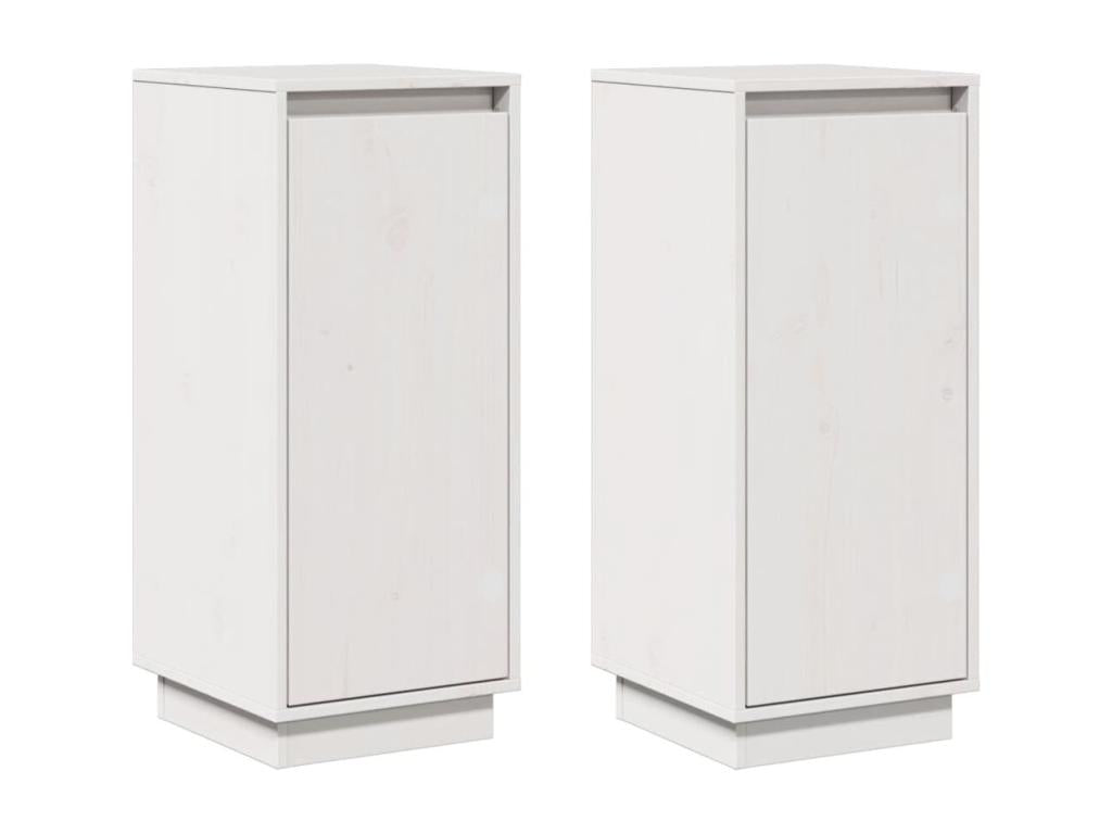 Buffets 2 pcs Blanc 31.5x34x75 cm Bois massif de pin AKGW17044