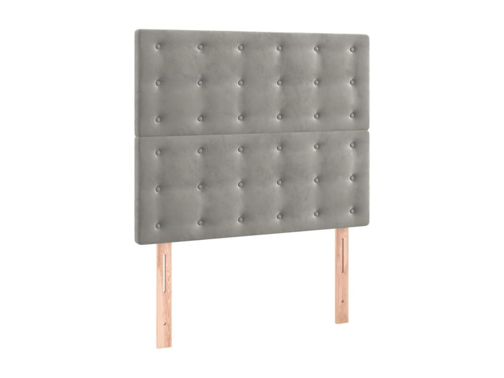 Upholstered bed base and mattress, light grey, 80x200 cm, velvet, BZOW04182