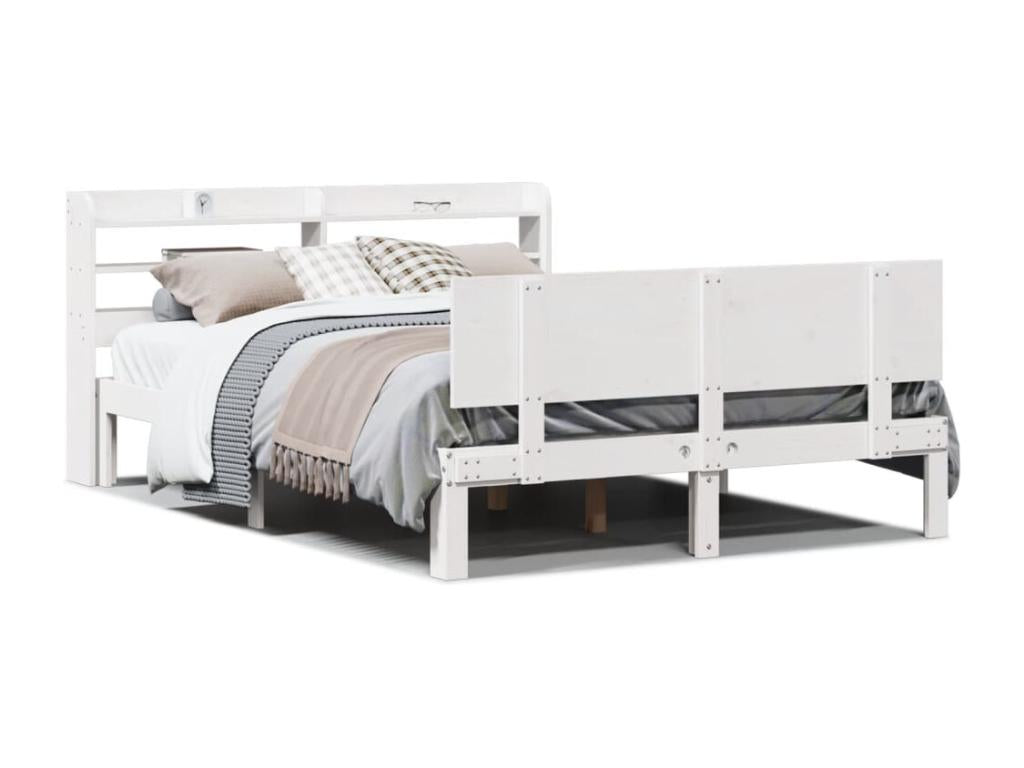 Cadre de lit et tête de lit blanc 140x190 cm bois de pin massif LDXF38942