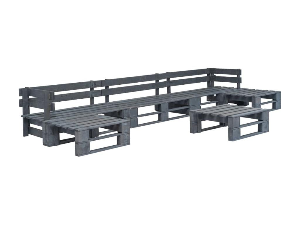 Salon de jardin palette 6 pièces Bois Gris WCVH36175