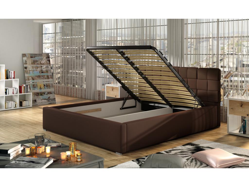 Lit avec coffre de rangement 140x200 capitonné velours gris Lumenao DSIJ76552