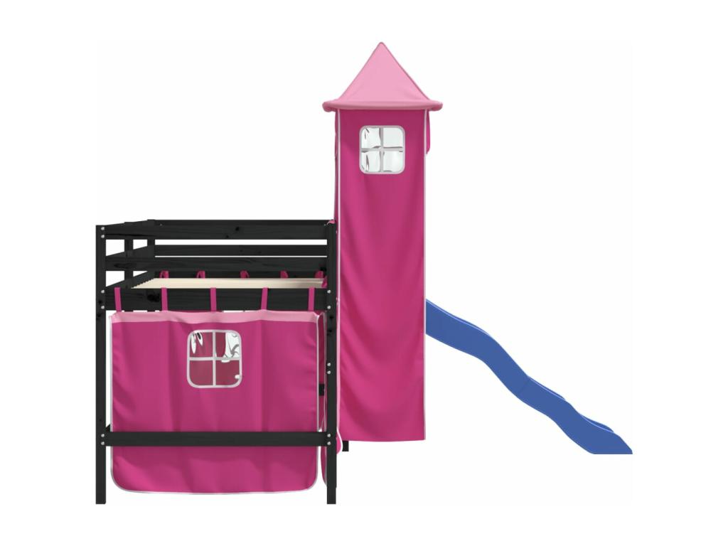 Children's loft bed with tower, mattress not included, pink, 80x200 cm, LIPS81074