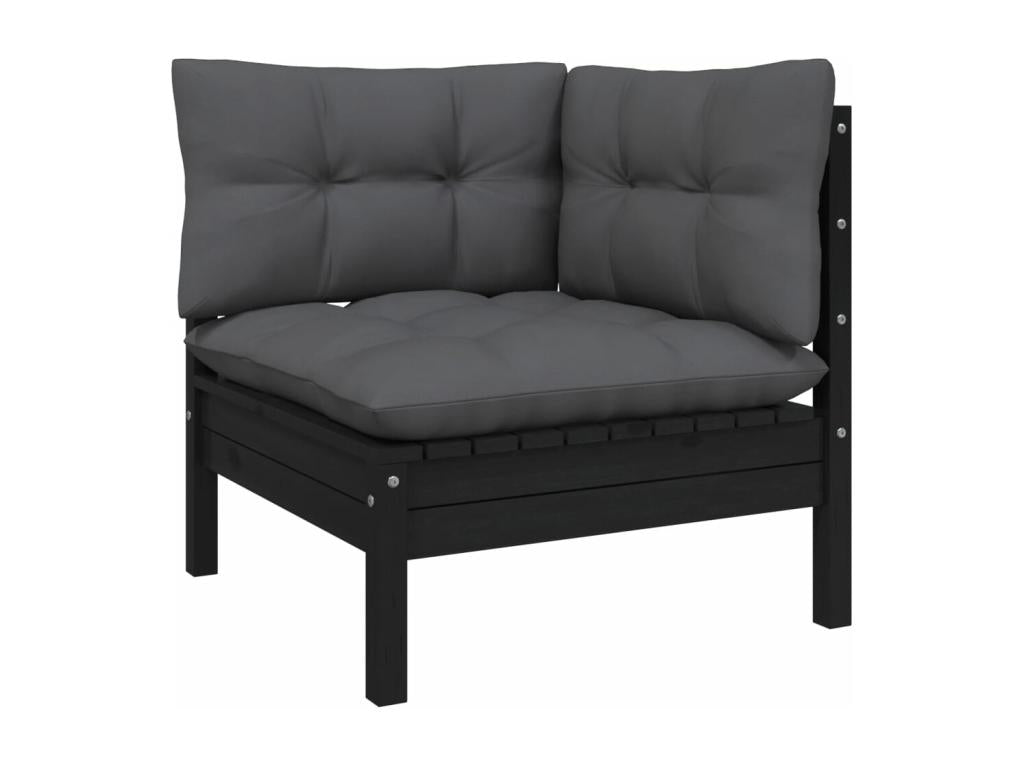 Salon de jardin 12 pcs avec coussins Noir Bois de pin solide XFWE32583