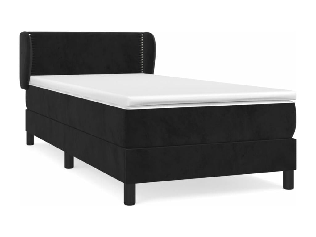 Lit à sommier tapissier avec matelas Noir 100x200 cm Velours BWPA63062