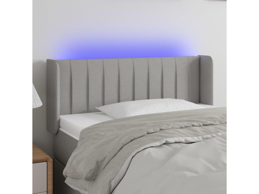 Tête de lit à LED Gris clair 103x16x78/88 cm Tissu QIMJ63046