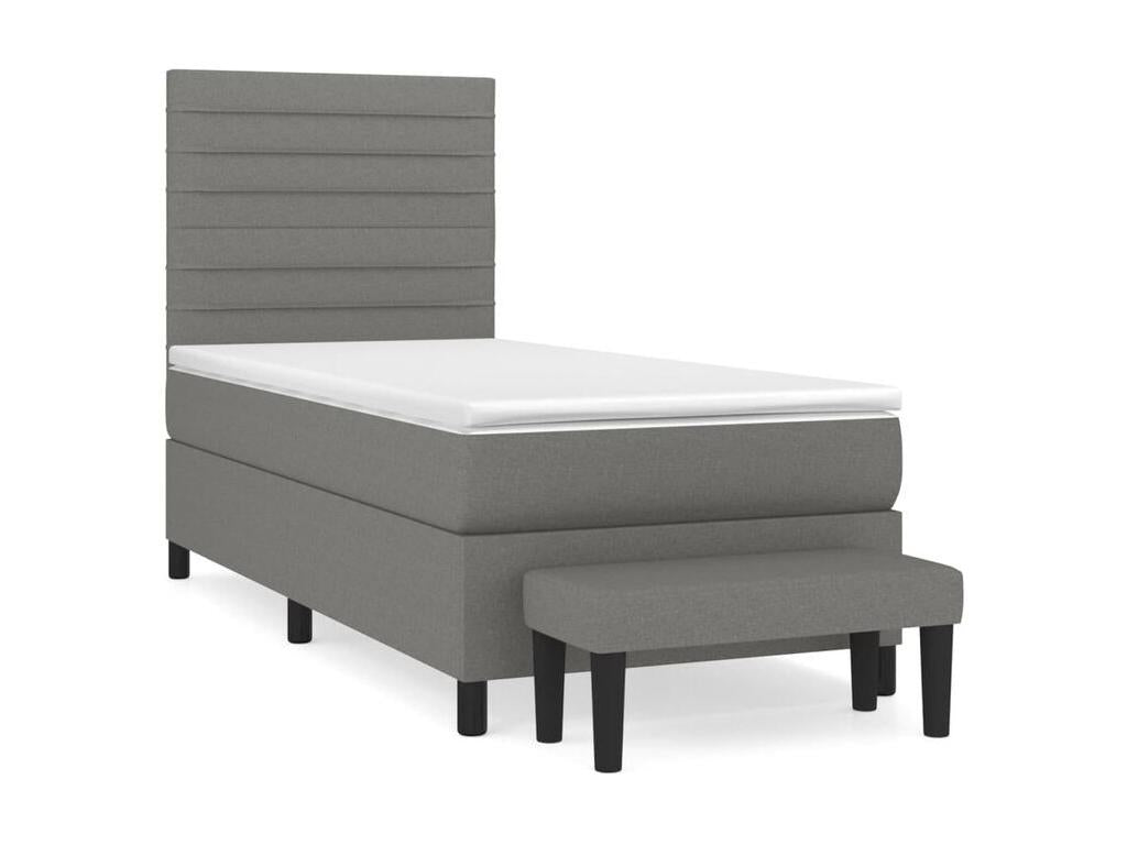 Sommier à Ventoriq de lit et matelas Gris foncé 90x190 Tissu SEEZ78403
