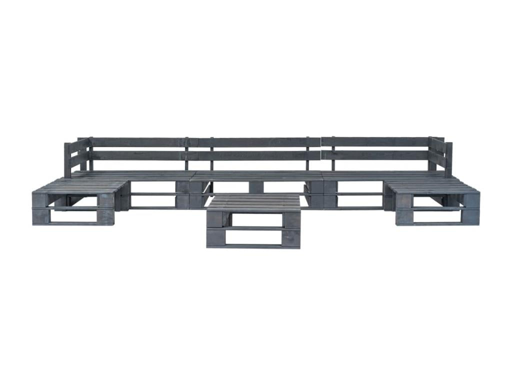 Salon de jardin palette 6 pièces Bois Gris WCVH36175