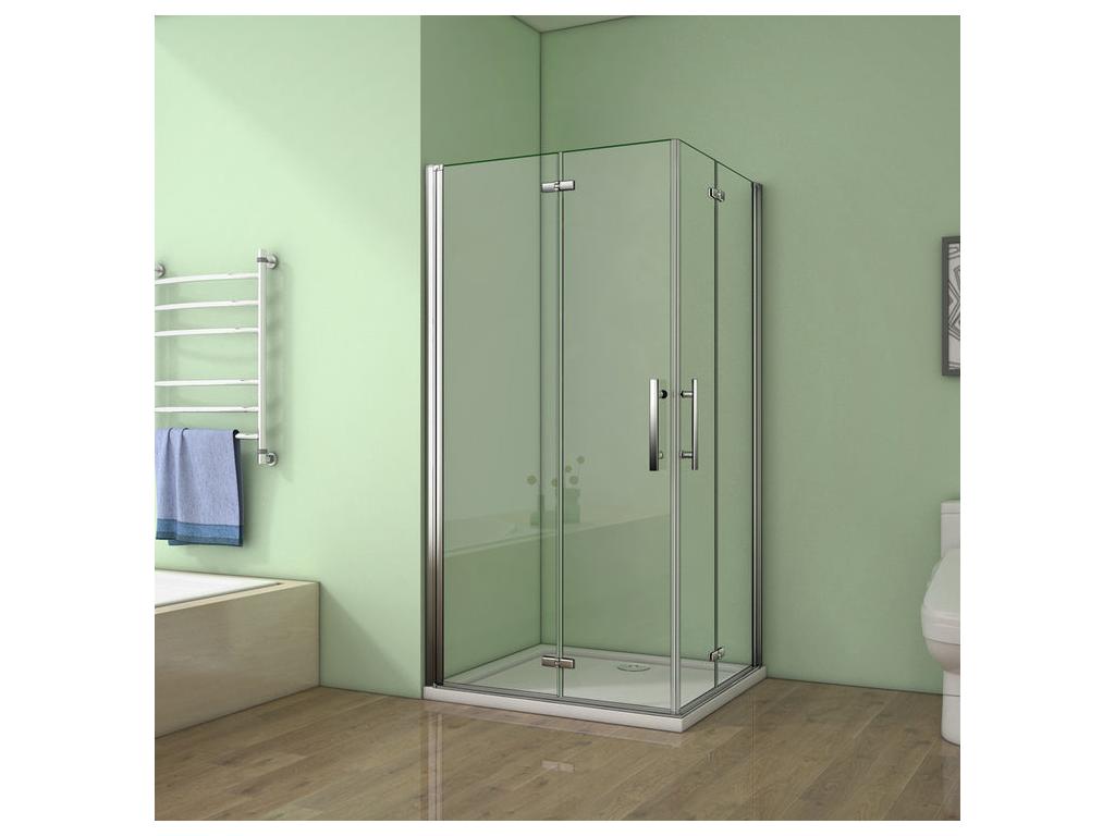 Cabine de douche pivotante et pliante 100x70x195cm en 6mm verre securit anticalcaire poignée en inox PWGT27252