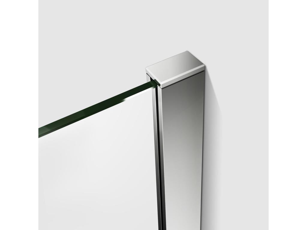 Paroi de douche à l'italienne avec retour pivotant fixé 140 25x200cm avec barre de fixation 90cm en carré en 8mm verre anticalcaire CELX70785