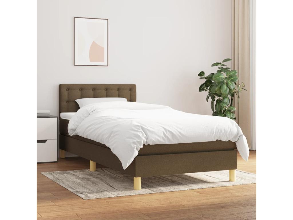 Upholstered bed base with mattress, dark brown, 80x200 cm LAEV38367