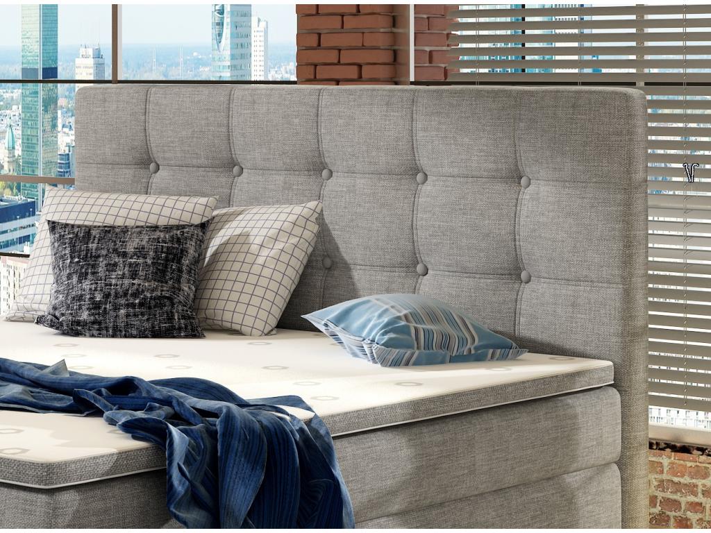 Kavin Light Grey Fabric Box Spring Bed with Mattress and Topper - 160x200 VFIG31263