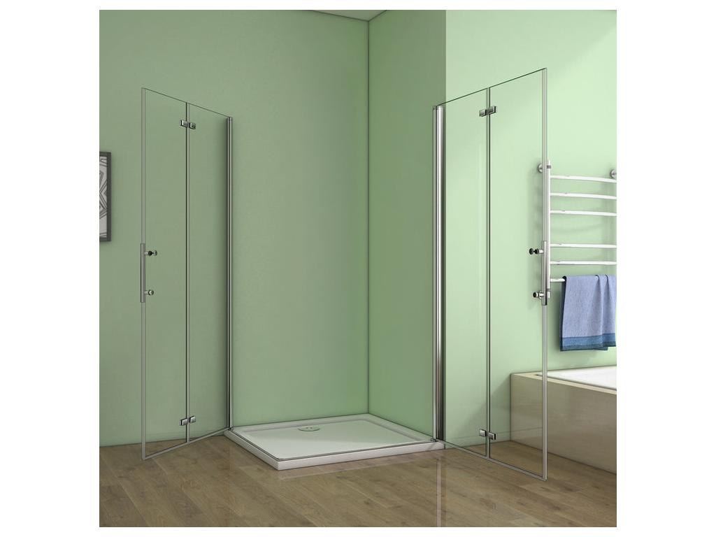 Cabine de douche pivotante et pliante 100x70x195cm en 6mm verre securit anticalcaire poignée en inox PWGT27252