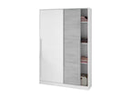 Armoire placard avec 2 portes coloris blanc artic ciment - longueur 120 x hauteur 200 x profondeur 50 cm INQR96826