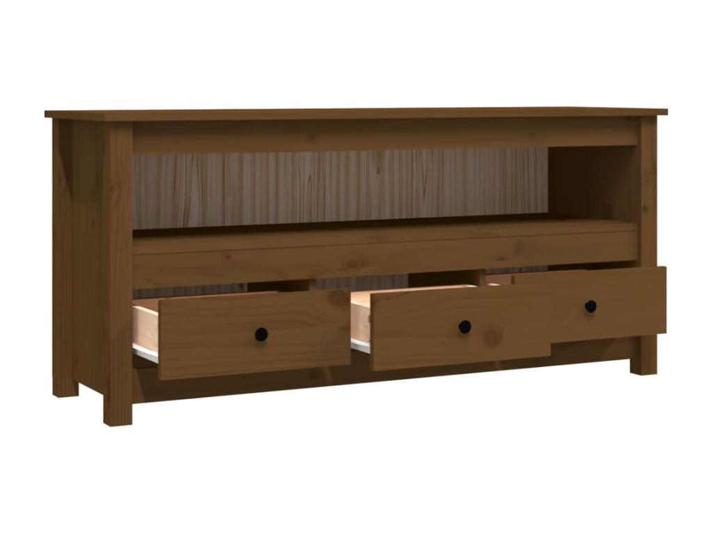 Meuble TV Marron miel 114x35x52 cm Bois de pin massif LMSE13641