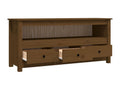 Meuble TV Marron miel 114x35x52 cm Bois de pin massif LMSE13641