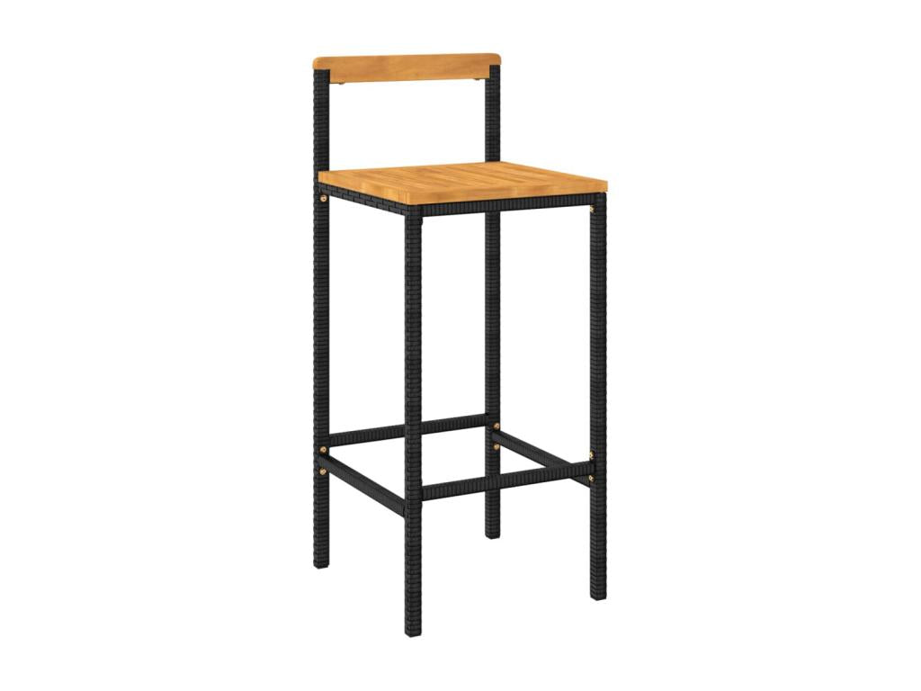 Lumenao SQWZ27064 11-Piece Black Poly Rattan/Solid Wood Garden Bar Set