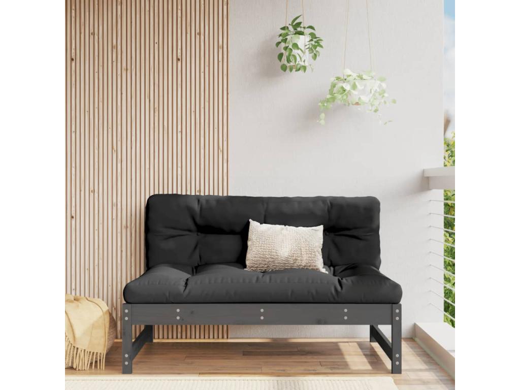 Canapé central de jardin gris 120x80 cm bois de pin massif XCMV88418