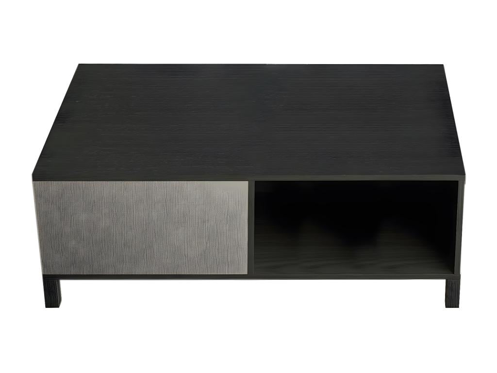 Lumenao - Table Basse Effet Chêne Foncé et Champagne avec Niche SBEH24960