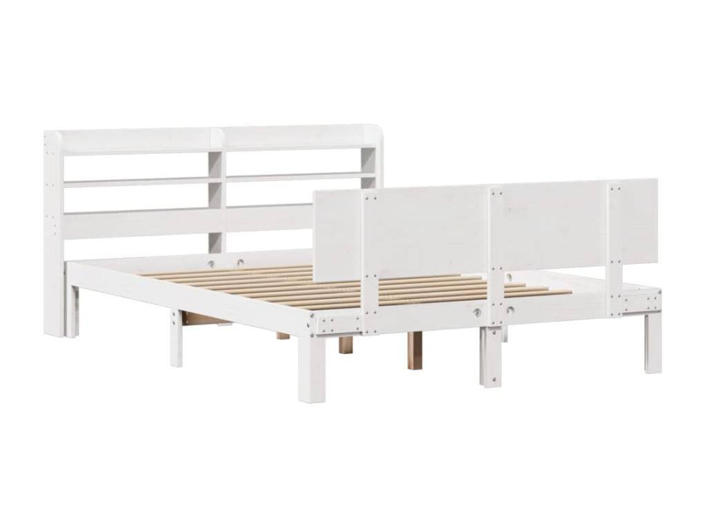 Cadre de lit et tête de lit blanc 140x190 cm bois de pin massif LDXF38942
