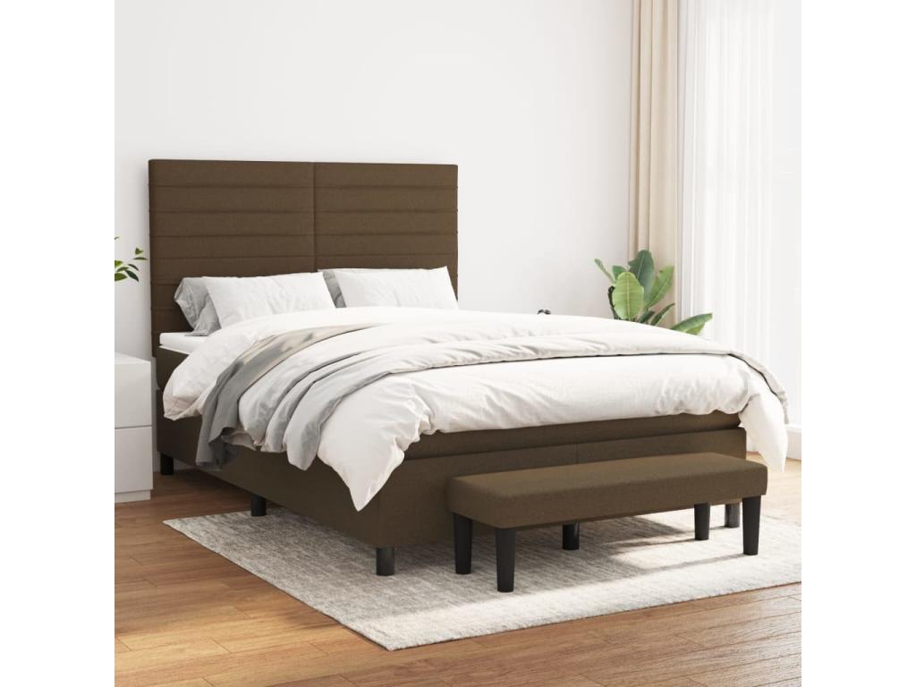 Lit à sommier tapissier avec matelas Marron foncé 140x190 cm IXIO05998