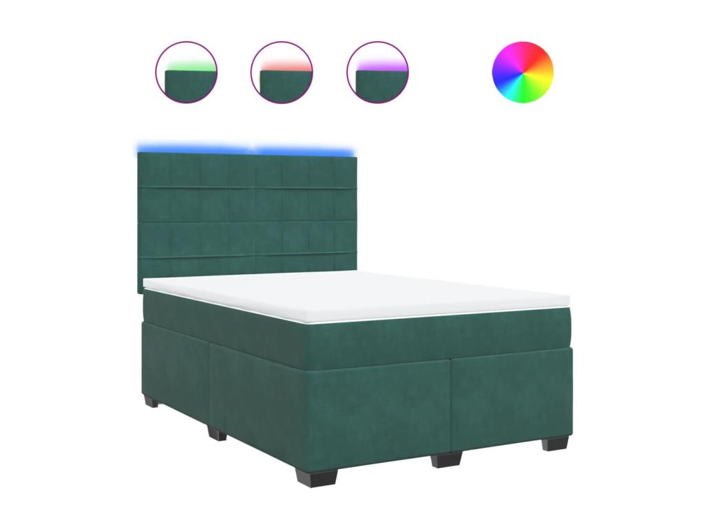 Sommier à Lumenao de lit et matelas Vert foncé 140x200cm Velours GMQT47147