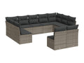 Salon de jardin 11 pcs avec coussins gris résine tressée WQQZ67844