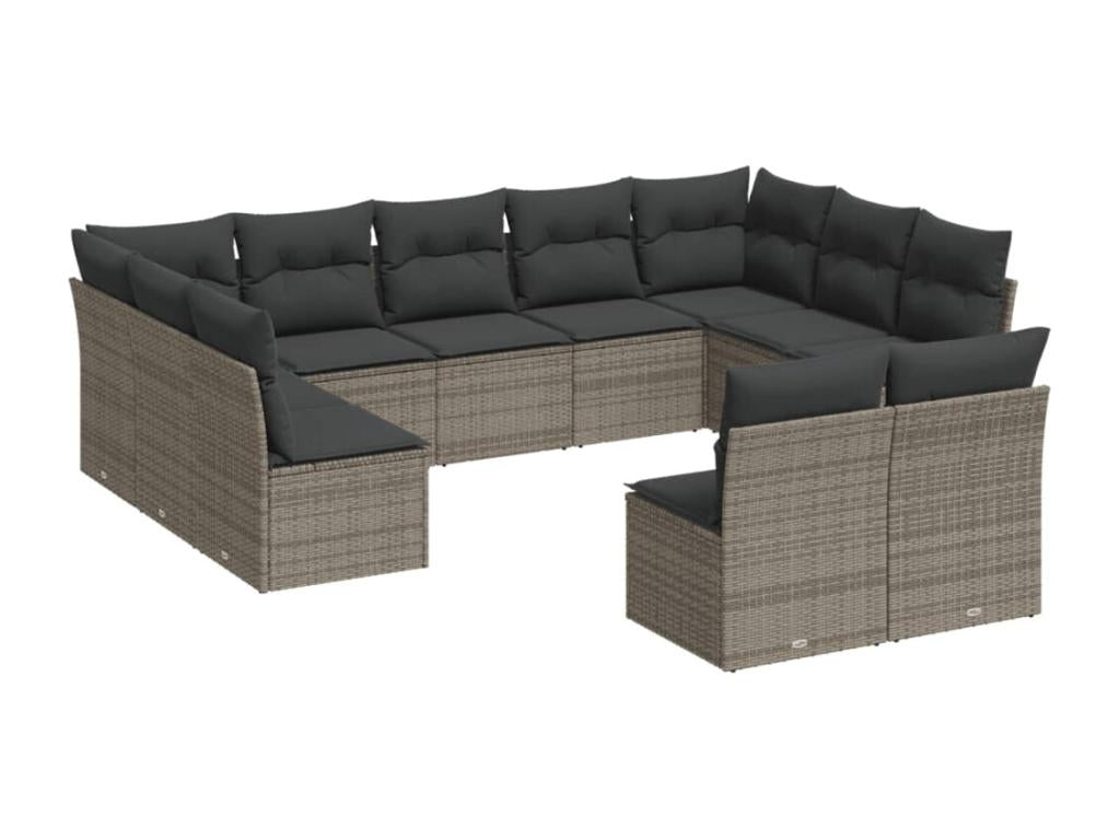 Salon de jardin 11 pcs avec coussins gris résine tressée WQQZ67844