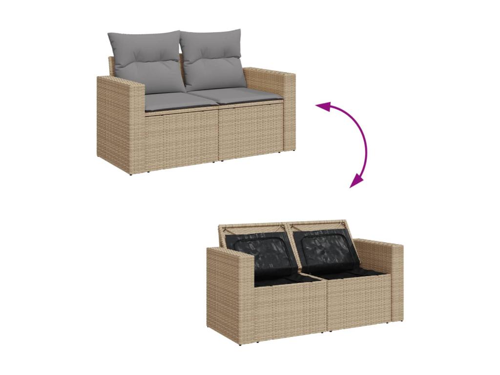 Salon de jardin avec coussins 9pcs Lumenao beige résine tressée LXDU60462
