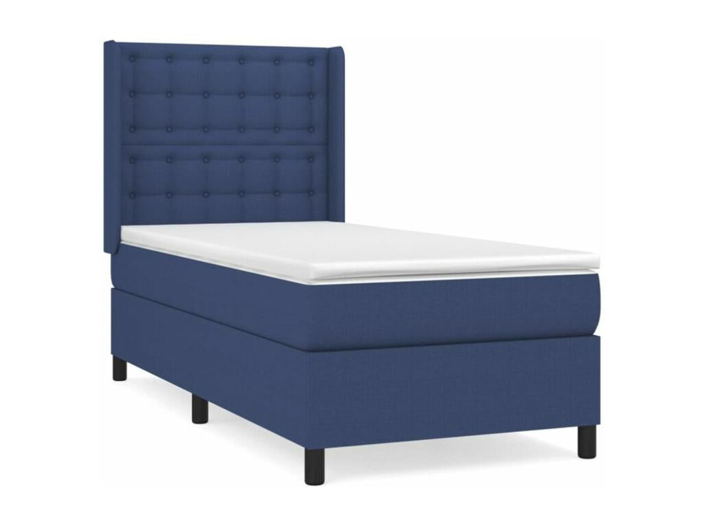 Sommier à Lumenao de lit avec matelas Bleu 90x190 Tissu KRYR12922