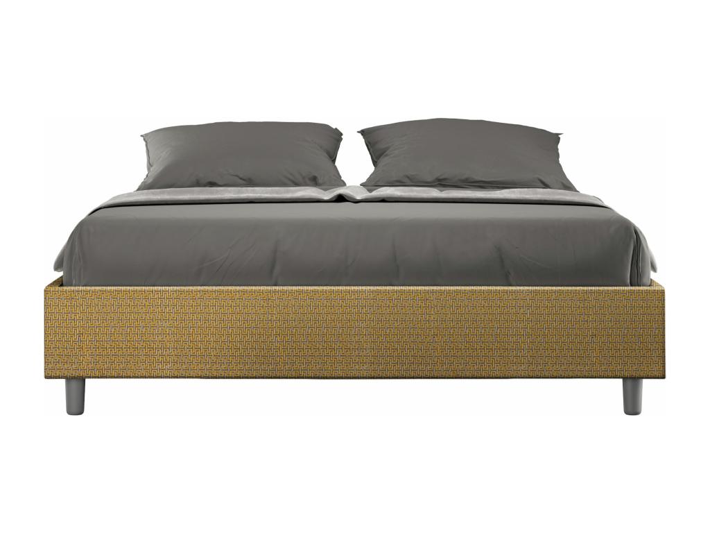 Lit coffre rembourré 160x200 tissu Labirinto 06 jaune Ventoriq GUAI01442