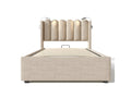 Lit coffre 90x200 cm - lampe de lecture et USB - tissu lin - coloris naturel matelas XUCI96364