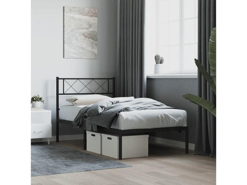 Metal bed frame with black headboard 90x200 cm WJJF44470