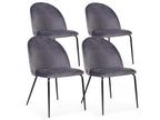 Set of 4 grey velvet chairs LUNS28793