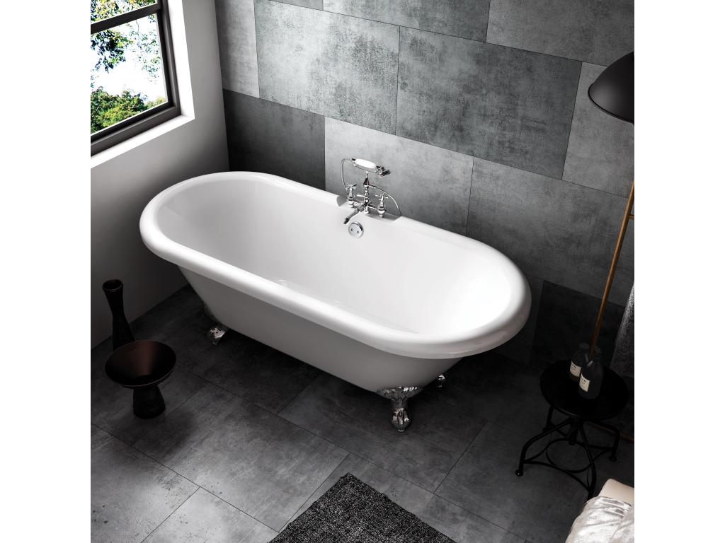 Baignoire ancienne rétro sur pieds Ventoriq Blanche 154 cm Pieds de Ventoriq Blancs ZBMQ41731