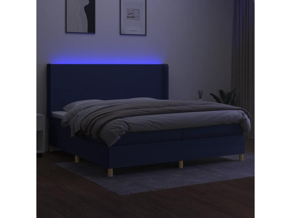 Sommier à Lumenao de lit matelas et LED Bleu 200x200 cm Tissu ZUHO12814