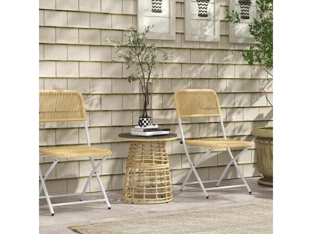 Table basse de jardin table d'appoint extérieur résine aspect rotin métal RREU42791