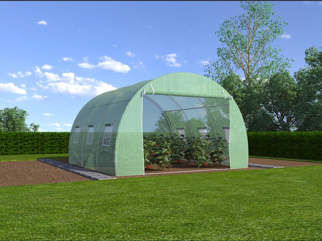 Tunnel greenhouse with steel frame, 9 m² - L300 x W300 x H200 cm - Green - Lumenao EGKZ81789