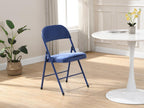 Set of 2 folding velvet and metal chairs - Blue - Lumenao EIOP33490