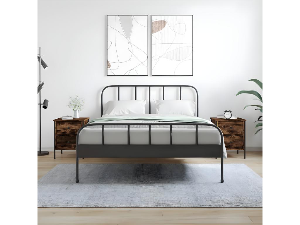 2-piece bedside tables, smoked oak, 40x42x50 cm, engineered wood, NWCB31661