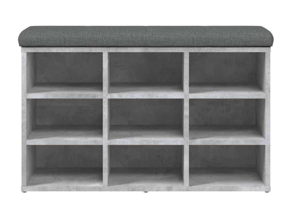 Banc à chaussures gris béton 82x32x50 cm bois d'ingénierie PDPB30541