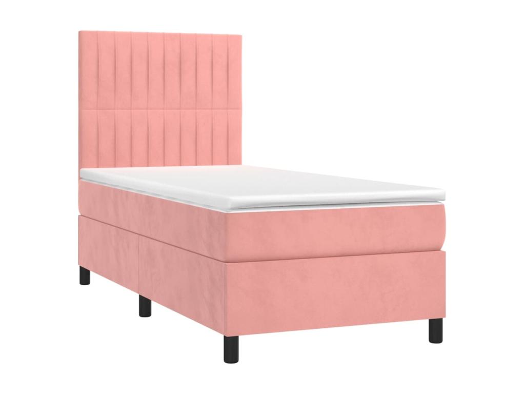 Sommier tapissier avec matelas et LED Rose 90x200 cm Velours BVJL83003