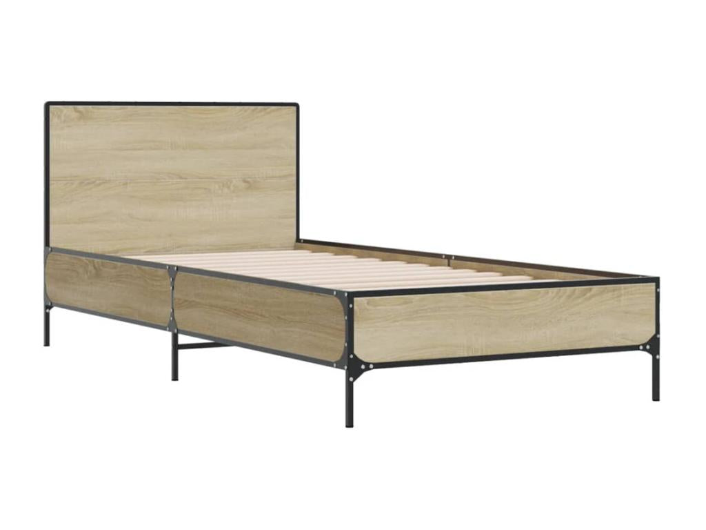 Cadre de lit chêne Ventoriq 90x190 bois d'ingénierie et métal OOKE49249