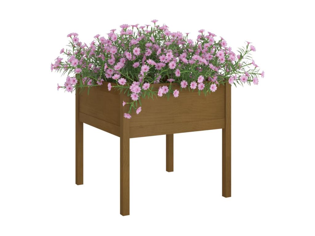 Jardinière d'extérieur Marron miel 70x70x70 Pin massif EQBB24733