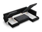 Canapé d'angle en U avec fonction sommeil Ottoman Noir Noir RLOI95270