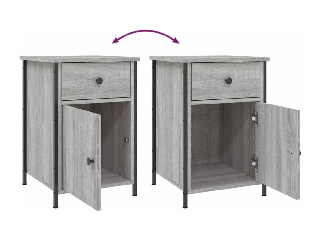 Table de chevet Ventoriq gris 40x42x60 cm bois d'ingénierie EUTF22175