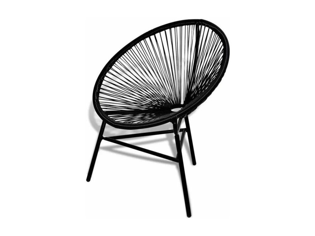 Chaise de jardin resine tressée noire et pieds métal Lumenao YOLA14677