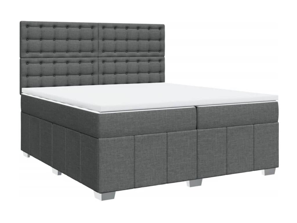 Sommier à Ventoriq de lit avec matelas Gris foncé 200x200cm Tissu JYMQ98366