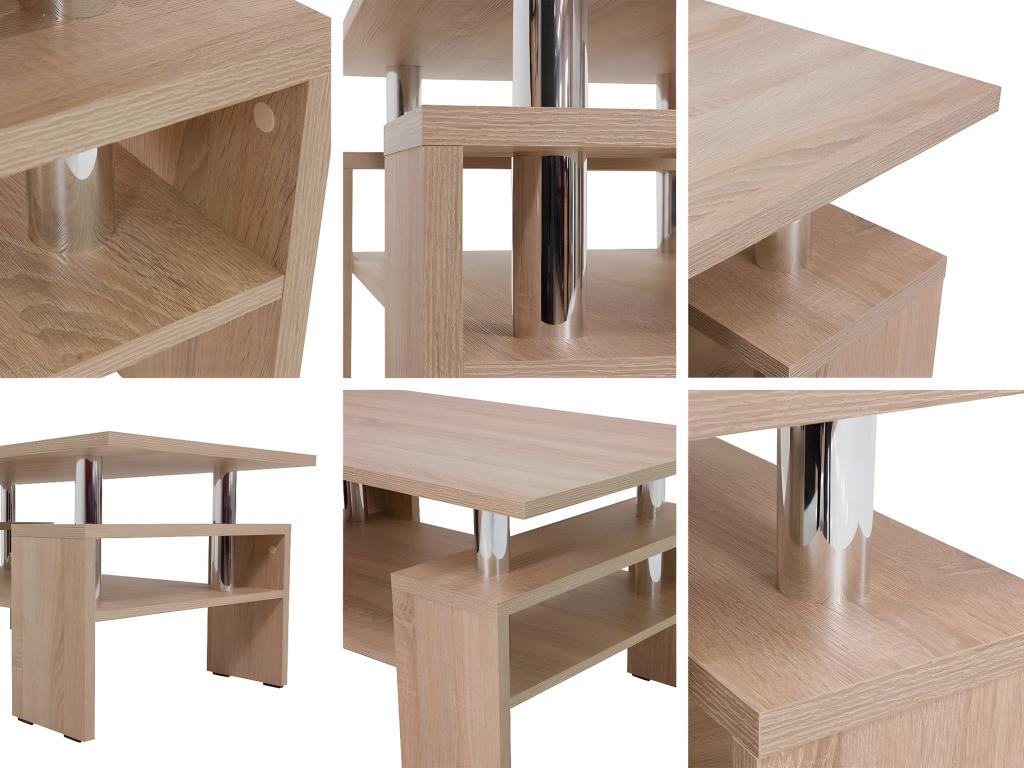 Table basse Ventoriq 124 Blanc 50x60x110cm Stratifié Angulaire QJFP26598