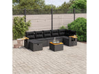 Salon de jardin 8 pcs avec coussins noir résine tressée WEEV36504